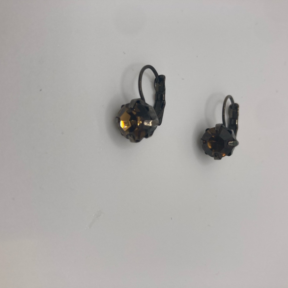 3/$15 black earrings with amber stone
